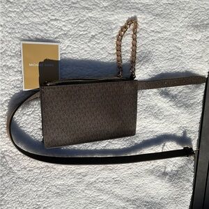 NWT Michael Kors Chocolate Crossbody Bag with Gold Chain
